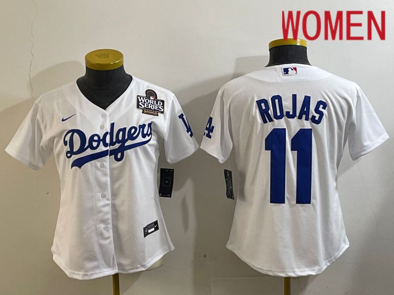 Women Los Angeles Dodgers #11 Rojas White Game 2024 Nike MLB Jersey style 1